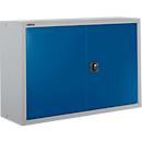 Schäfer Shop Select Armoire à poser MS 8412i, L 1200 x P 400 x H 800 mm, 1 fond, acier, aluminium blanc RAL 9006/bleu enzyme RAL 5010