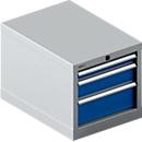 Schäfer Shop Select Armoire à tiroirs 18-27, 3 tiroirs (H 50/100/150mm), jusqu'à 200 kg, L 411 x P 572 x H 400 mm, bleu gentiane/aluminium blanc
