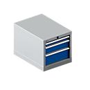 Schäfer Shop Select Armoire à tiroirs 18-27, 3 tiroirs (H 50/100/150mm), jusqu'à 75 kg, L 411 x P 572 x H 400 mm, bleu gentiane/aluminium blanc