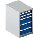 Schäfer Shop Select Armoire à tiroirs 18-27, 5 tiroirs, jusqu'à 75 kg, L 411 x P 572 x H 700 mm, bleu gentiane/aluminium blanc