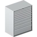 Schäfer Shop Select Armoire à tiroirs 64-36, 10 tiroirs, jusqu'à 200 kg, L 1193 x P 725 x H 1450 mm, aluminium blanc
