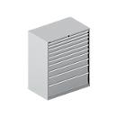 Schäfer Shop Select Armoire à tiroirs 64-36, 10 tiroirs, jusqu'à 75 kg, l. 1193 x P 725 x H 1450 mm, alu blanc