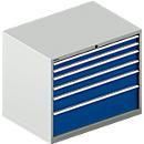 Schäfer Shop Select Armoire à tiroirs 64-36, 7 tiroirs, jusqu'à 200 kg, L 1193 x P 725 x H 1000 mm, gris clair/bleu azur
