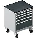 Schäfer Shop Select Armoire à tiroirs avec roulettes WSK 18-27, 4 tiroirs, jusqu'à 200 kg, L 411 x P 572 x H 770 mm, gris anthracite/aluminium blanc