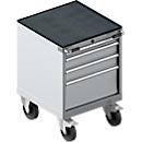Schäfer Shop Select Armoire à tiroirs avec roulettes WSK 18-27, 4 tiroirs, jusqu'à 75 kg, L 411 x P 572 x H 770 mm, aluminium blanc/aluminium blanc