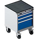 Schäfer Shop Select Armoire à tiroirs avec roulettes WSK 18-27, 4 tiroirs, jusqu'à 75 kg, L 411 x P 572 x H 770 mm, bleu gentiane/aluminium blanc