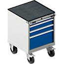 Schäfer Shop Select Armoire à tiroirs avec roulettes WSK 18-27, 4 tiroirs, jusqu'à 75 kg, L 411 x P 572 x H 770 mm, bleu gentiane/gris clair