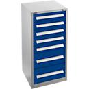 Schäfer Shop Select Armoire à tiroirs SF 70, 7 tiroirs, aluminium blanc RAL 9006 bleu gentiane RAL 5010