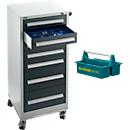 Schäfer Shop Select Armoire à tiroirs SFR 70, 7 tiroirs, avec roulettes, gris clair RAL 7035/gris anthracite RAL 7016 + bac de transport gratuit Carry