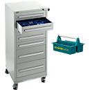 Schäfer Shop Select Armoire à tiroirs SFR 70, 7 tiroirs, avec roulettes, gris clair RAL 7035/gris clair RAL 7035 + bac de transport gratuit Carry