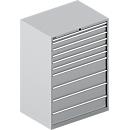 Schäfer Shop Select Armoire à tiroirs WSK 54-36, acier, 10 tiroirs, jusqu'à 200 kg, L 1023 x P 725 x H 1450 mm, aluminium blanc / aluminium blanc