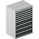 Schäfer Shop Select Armoire à tiroirs WSK 54-36, acier, 10 tiroirs, jusqu'à 200 kg, L 1023 x P 725 x H 1450 mm, aluminium blanc gris anthracite