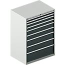 Schäfer Shop Select Armoire à tiroirs WSK 54-36, acier, 8 tiroirs, jusqu'à 200 kg, L 1023 x P 725 x H 1000 mm, gris clair/gris anthracite