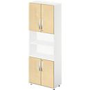 Schäfer Shop Select Armoire combinée LOGIN, 2 hauteurs de classeur supérieures et inférieures avec porte, étagère intermédiaire, l. 800 x P 420 x H 2196 mm, coloris blanc/érable 