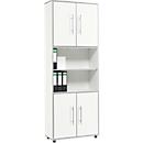 Schäfer Shop Select Armoire combinée Moxxo IQ, bois, 4 portes battantes, 2 compartiments ouverts, 6 HC, l. 801 x P 362 x H 2166 mm, blanc 