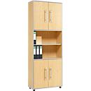 Schäfer Shop Select Armoire combinée Moxxo IQ, bois, 4 portes battantes, 2 compartiments ouverts, 6 HC, l. 801 x P 362 x H 2166 mm, coloris érable 