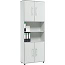 Schäfer Shop Select Armoire combinée Moxxo IQ, bois, 4 portes battantes, 2 compartiments ouverts, 6 HC, l. 801 x P 362 x H 2166 mm, gris clair 