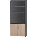 Schäfer Shop Select Armoire combinée Start Off, 6 HC, 2 HC avec porte, verrouillable, l. 800 x P 420 x H 2196 mm, chêne/érable