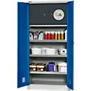 Schäfer Shop Select Armoire de sécurité, L 950 x P 500 x H 1935 mm, 3 bacs, casier de sécurité type 30, gris clair/bleu gentiane
