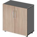 Schäfer Shop Select Armoire LOGIN, 2 hauteurs de classeurs, L 800 x P 420 x H 788 mm,graphite/chêne