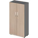 Schäfer Shop Select Armoire LOGIN, 4 hauteurs de classeurs, L 800 x P 420 x H 1514 mm, graphite/chêne