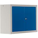 Schäfer Shop Select Armoire murale MS 750, à deux portes, avec étagère intermédiaire, L 750 x P 320 x H 600 mm, acier, aluminium blanc/bleu enzyme