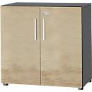 Schäfer Shop Select Armoire SET UP, 2 HC, verrouillable, l. 800 x P 420 x H 744 mm, graphite/chêne 
