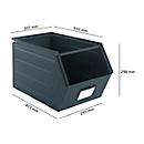 Schäfer Shop Select Bac à bec, avec barre de support, L 550 x l 307 x H 298 mm, 40 l, 150 kg, acier, RAL 5008 (bleu gris)