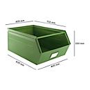 Schäfer Shop Select Bac à bec, avec barre de support, L 732 x l 459 x H 300 mm, 84 l, 180 kg, acier, RAL 6011 (vert résada)