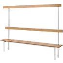 Schäfer Shop Select banc, pour vestiaires, avec panneau arrière, 7 crochets doubles, L 1495 x P 310 x H 415 mm, gris clair 