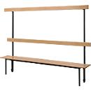 Schäfer Shop Select banc, pour vestiaires, avec panneau arrière, 7 crochets doubles, L 1495 x P 310 x H 415 mm, noir 
