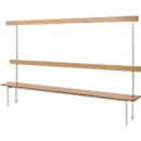 Schäfer Shop Select bank, voor kleedkamers, met achterwand, 10 dubbele haken, B 1995 x D 310 x H 415 mm, lichtgrijs 