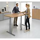 Schäfer Shop Select Besprechungstisch ERGO-T, mit Anschluss, elektrisch höhenverstellbar, Boot, T-Fuß, B 2000 x H 640-1300 mm, Ahorn/weißalu 