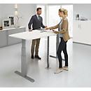 Schäfer Shop Select Besprechungstisch ERGO-T, mit Anschluss, elektrisch höhenverstellbar, Boot, T-Fuß, B 2000 x H 640-1300 mm, weiß/weißalu 