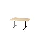 Schäfer Shop Select Besprechungstisch MODENA Basic, Tonne, T-Fuß, B 1400 x T 1000 x H 717 mm, Ahorn/weißaluminium RAL 9006 