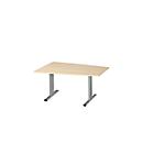 Schäfer Shop Select Besprechungstisch MODENA Basic, Tonne, T-Fuß, B 1400 x T 1000 x H 717 mm, Ahorn/weißaluminium RAL 9006 