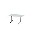 Schäfer Shop Select Besprechungstisch MODENA Basic, Tonne, T-Fuß, B 1400 x T 1000 x H 717 mm, lichtgrau/weißaluminium RAL 9006 