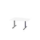 Schäfer Shop Select Besprechungstisch MODENA Basic, Tonne, T-Fuß, B 1400 x T 1000 x H 717 mm, weiß/weißaluminium RAL 9006 