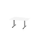 Schäfer Shop Select Besprechungstisch MODENA Basic, Tonne, T-Fuß, B 1400 x T 1000 x H 717 mm, weiß/weißaluminium RAL 9006 