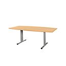 Schäfer Shop Select Besprechungstisch Planova Basic, Boot, T-Fuß, B 2000 x T 1000 x H 717 mm, Buche/weißaluminium RAL 9006