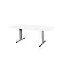 Schäfer Shop Select Besprechungstisch Planova Basic, Boot, T-Fuß, B 2000 x T 1000 x H 717 mm, weiß/weißaluminium RAL 9006 