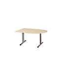Schäfer Shop Select Besprechungstisch Planova Basic, Halbkreis, T-Fuß, B 1400 x T 1000 x H 717 mm, Ahorn/weißaluminium RAL 9006 