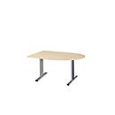 Schäfer Shop Select Besprechungstisch Planova Basic, Halbkreis, T-Fuß, B 1400 x T 1000 x H 717 mm, Ahorn/weißaluminium RAL 9006 