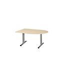 Schäfer Shop Select Besprechungstisch Planova Basic, Halbkreis, T-Fuß, B 1400 x T 1000 x H 717 mm, Ahorn/weißaluminium RAL 9006