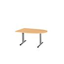 Schäfer Shop Select Besprechungstisch Planova Basic, Halbkreis, T-Fuß, B 1400 x T 1000 x H 717 mm, Buche/weißaluminium RAL 9006 