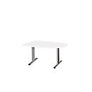 Schäfer Shop Select Besprechungstisch Planova Basic, Halbkreis, T-Fuß, B 1400 x T 1000 x H 717 mm, weiß/weißaluminium RAL 9006 