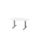 Schäfer Shop Select Besprechungstisch Planova Basic, Halbkreis, T-Fuß, B 1400 x T 1000 x H 717 mm, weiß/weißaluminium RAL 9006 