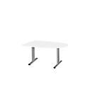 Schäfer Shop Select Besprechungstisch Planova Basic, Halbkreis, T-Fuß, B 1400 x T 1000 x H 717 mm, weiß/weißaluminium RAL 9006 