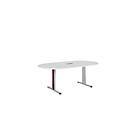 Schäfer Shop Select Besprechungstisch Planova Basic, mit Tischanschlussfeld, Oval, T-Fuß, B 2000 x T 1000 x H 717 mm, lichtgrau/weißaluminium RAL 9006