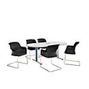 Schäfer Shop Select Besprechungstisch Planova Basic, mit Tischanschlussfeld, Oval, T-Fuß, B 2000 x T 1000 x H 717 mm, weiß/weißaluminium RAL 9006
